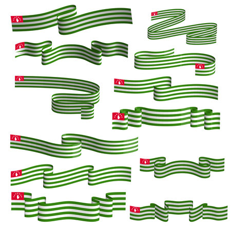 abkhazia flag ribbon vector element bundle setのイラスト素材