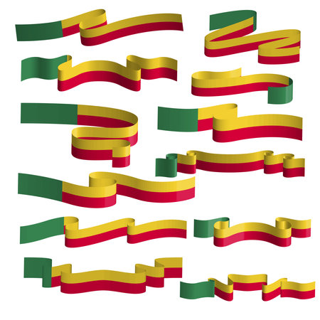 benin flag ribbon vector element bundle setのイラスト素材