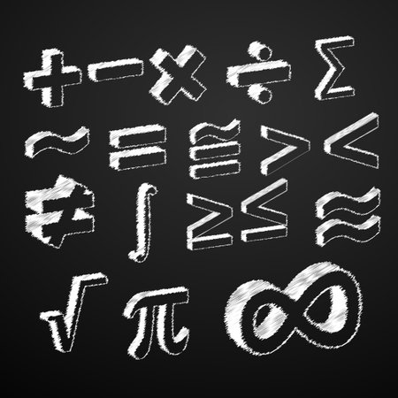 chalk scribble math symbol vector setのイラスト素材