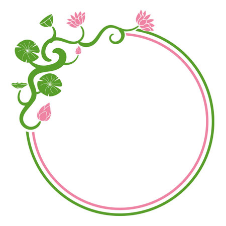 beautiful lotus flower plant border frame templateのイラスト素材