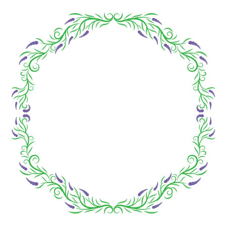 modern lavender plant border frame design template with green and purple colorのイラスト素材