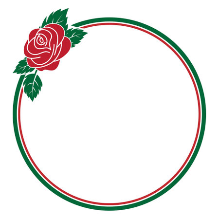 decorative green and red rose plant frameのイラスト素材