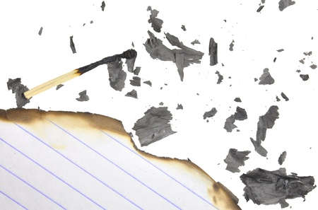 close up top view of partially burnt plain paperの写真素材