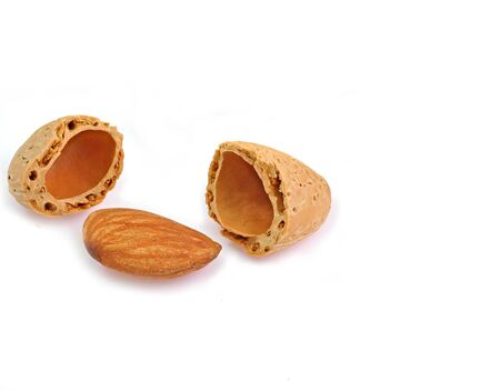 open nut of walnut isolated on white background
