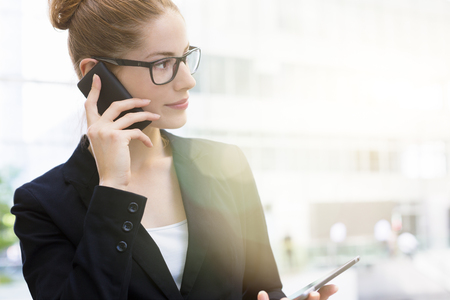Portrait of a businesswoman callingの写真素材