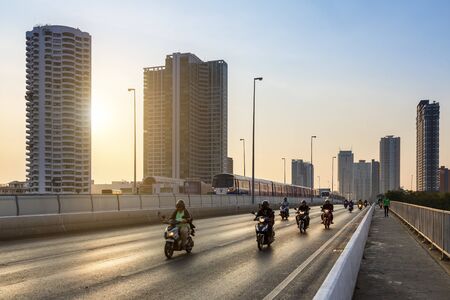 Thailand, Bangkok, Somdedprajaotaksinmahalad Bridgeの写真素材