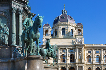 Austria, Vienna, view of Natural History Museum, Maria Theresa monument and Gardenのeditorial素材