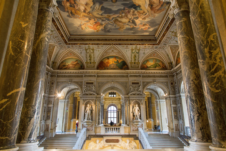 Vienna, Austria. The Naturhistorisches (Natural History) Museum. The Natural History Museum in Vienna is the counterpart of the Kunsthistorisches Museum, directly opposite. It was designed by G. Semper and K. Hasenauer and was completed in 1881のeditorial素材