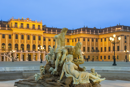 Austria, Vienna, Schonbrunn Palace at Duskのeditorial素材