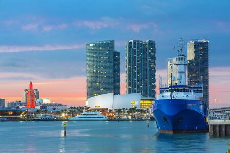 View of Miami Skyline at Dusk