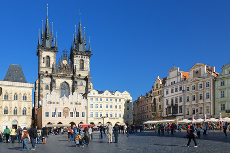 Czech Republic, Old Town Square with Ten church, Pragueのeditorial素材