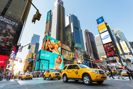 New York city, Traffic in Times square by nightのeditorial素材