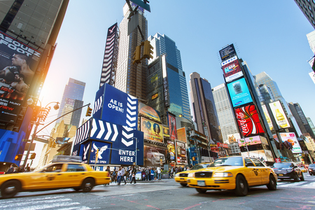 New York city, Traffic in Times square by nightのeditorial素材
