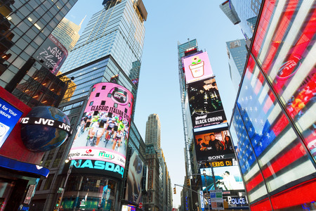 New York city, Times square illuminated by nightのeditorial素材
