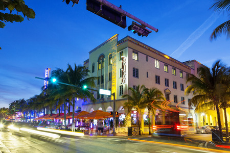 Miami, Neon lights on Ocean Drive.のeditorial素材