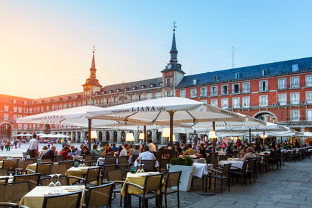 Madrid, restaurant on Plaza Mayorのeditorial素材