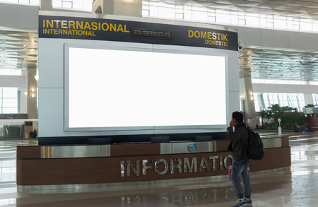 beautiful blank advertising billboard at airport background large LCD advertisementの写真素材