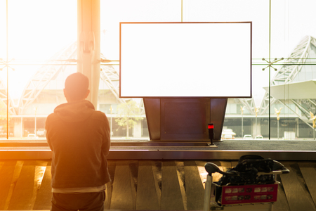 beautiful blank advertising billboard at airport background large LCD advertisementの写真素材