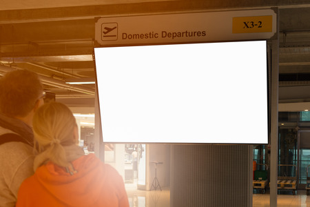 beautiful blank advertising billboard at airport background large LCD advertisementの写真素材