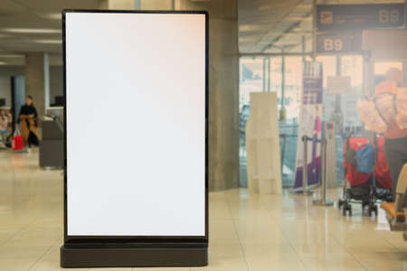 Blank advertising billboard at airport,mockup poster media template ads displayの写真素材