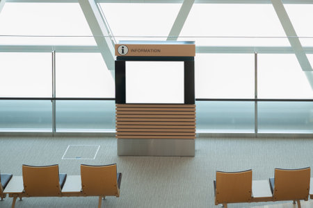 Airport terminal interior with blank screen. Mock up, 3D Renderingの写真素材