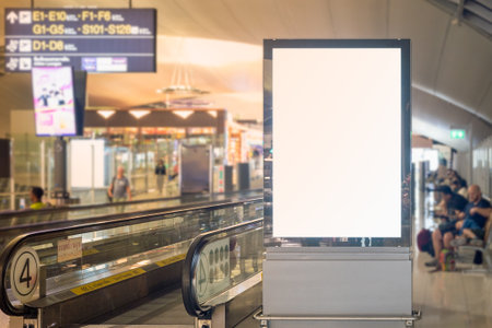 Blank billboard in the Airport ,Mock up for your design for advertisement and montage your productsの写真素材
