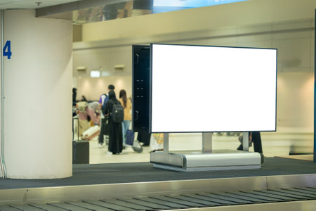 Blank billboard at the airport,Blur background,Blur image.