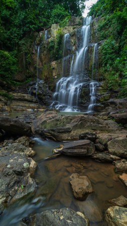 Beautiful waterfall in the jungle,の写真素材