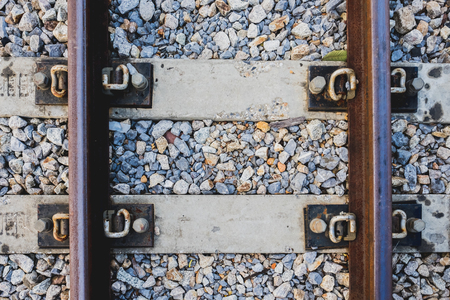 Railway track on steel bridge -shallow depth of field.の写真素材