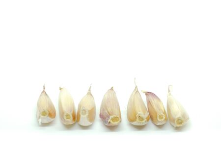 Garlic isolated on white backgroundの写真素材