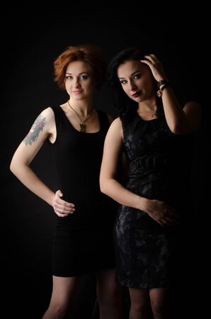 Fashion portrait two girlsの写真素材
