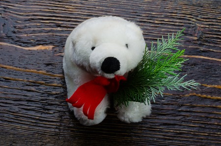 fir-tree bear christmas new year background wood patternの写真素材