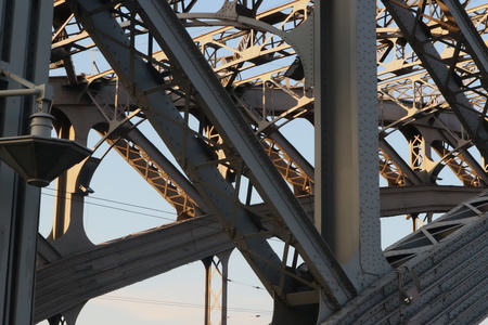 Rivet steel constructions of the 19th century bridgeの写真素材