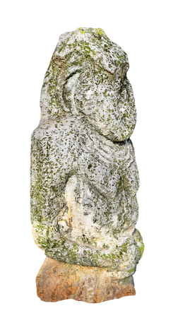 Stone idol. Medieval Turkic Polovtsian statue dates from XII - a first half of XIII century. Isolated over whiteの写真素材