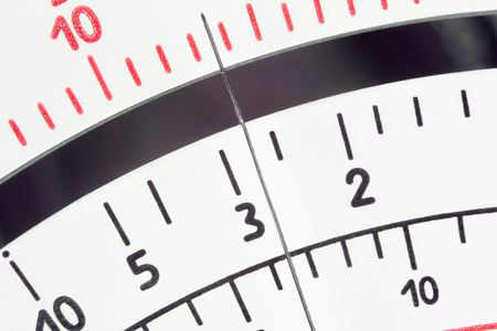 Close up view of multimeter scale with pointer の写真素材