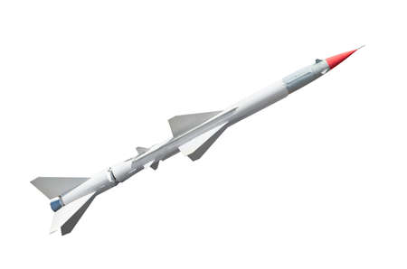 Multistage anti-aircraft air defense missile. Side view. Isolated on a white backgroundの写真素材