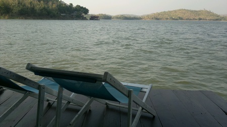 Hapiness relax on river in kanchanaburi thailand.の素材