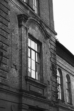 The building of the old psychiatric asylum in Kharkiv, Ukraine; old film effectの写真素材