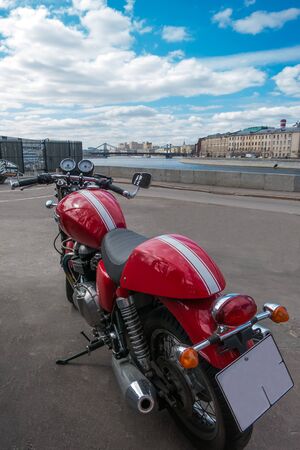 motorcycle on background of the city