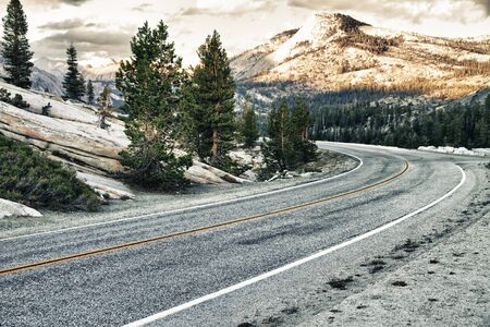Road at top of a hill in USAの写真素材