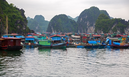 Floating fishing villageの写真素材