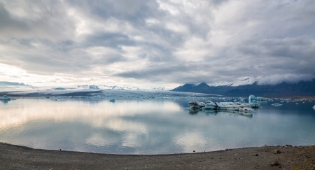 blue icebergs floating