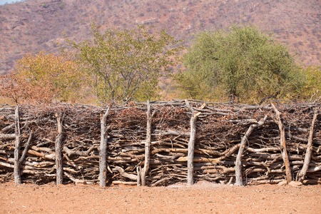 Closeup of traditional hut of himba people in Namibiaの写真素材