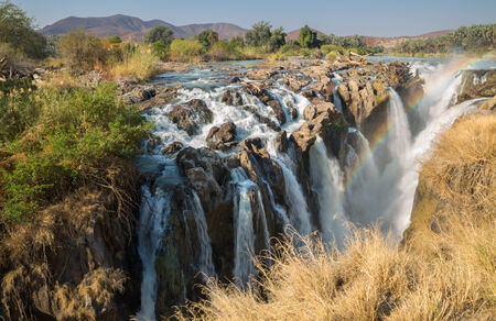 Closeup view of Epupa waterfalls in summer time, the border of Angola and Namibiaの写真素材