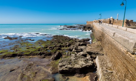 Landscape of La Caleta beach castle, Cadiz, Spainの写真素材