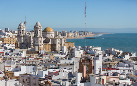 Landscape of the Cathedral of Cadiz, aerial viewの写真素材