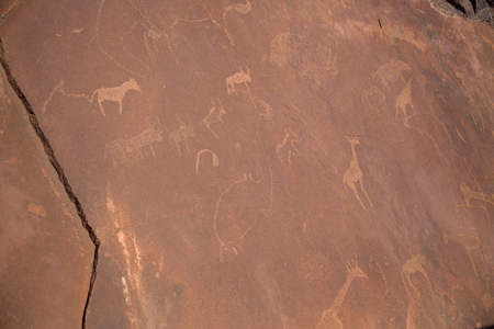 Historic engravings from the Stone Age in Namibの写真素材