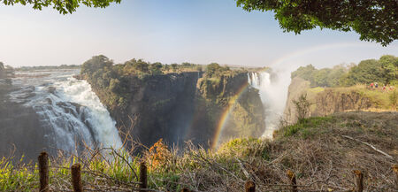 Victoria Falls and rainbow, Zimbabwe sideの写真素材