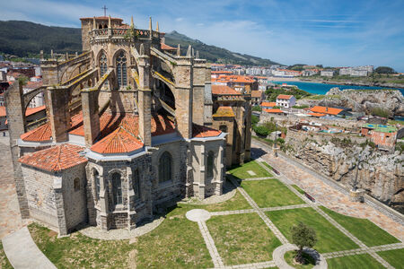 Top View of church of St. Mary of the Assumption, Castro Urdiales, Spain.の写真素材