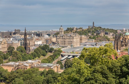 Scott monument, Carlton Hill and gardens in Edinburghの写真素材